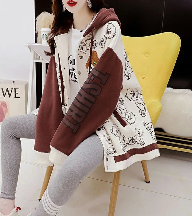 Graphic Female Hooded Top Warm Cold Youthful Clothes Long Sleeve New in Coat Thick Autumn and Winter Women's Hoodies Sweatshirt