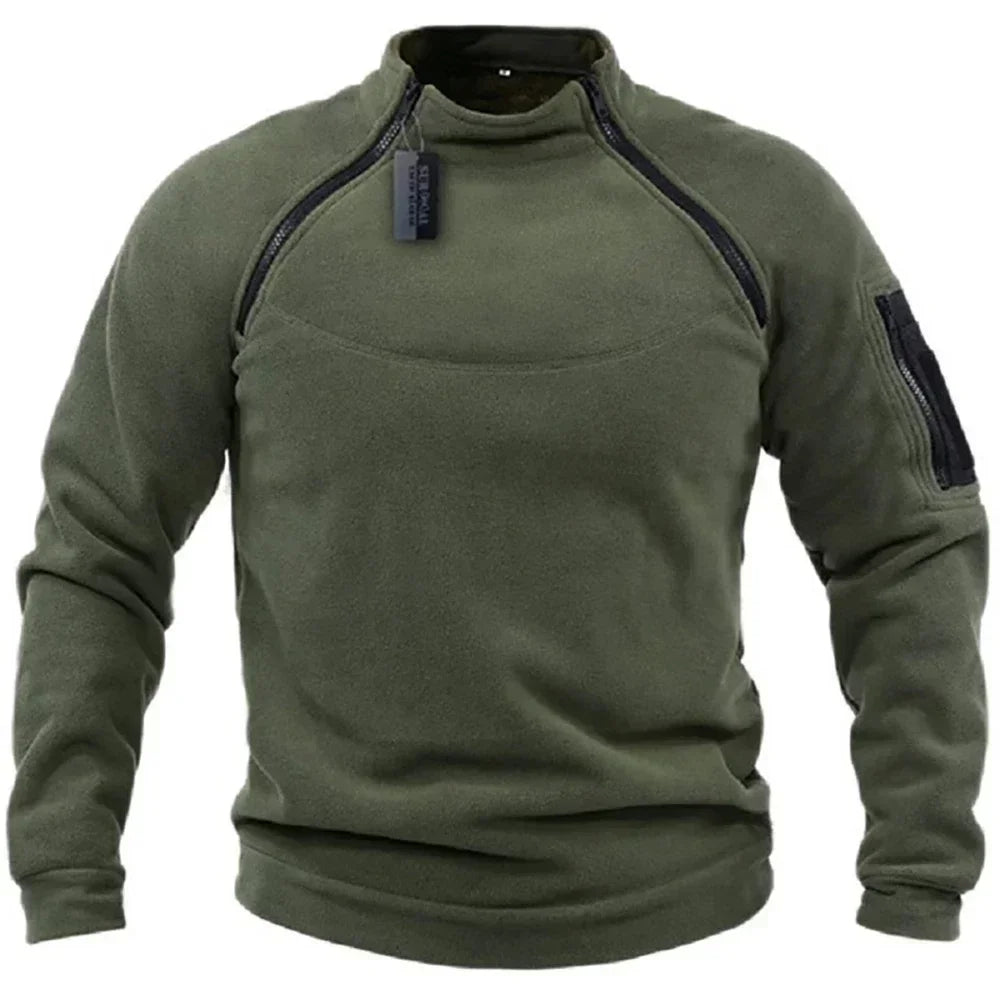 Men's Tactical Hoodies Fleece Windproof Side Zipper Jacket Sweatshirt Spring Autumn Standing Collar Casual Pullover Outdoor Tops