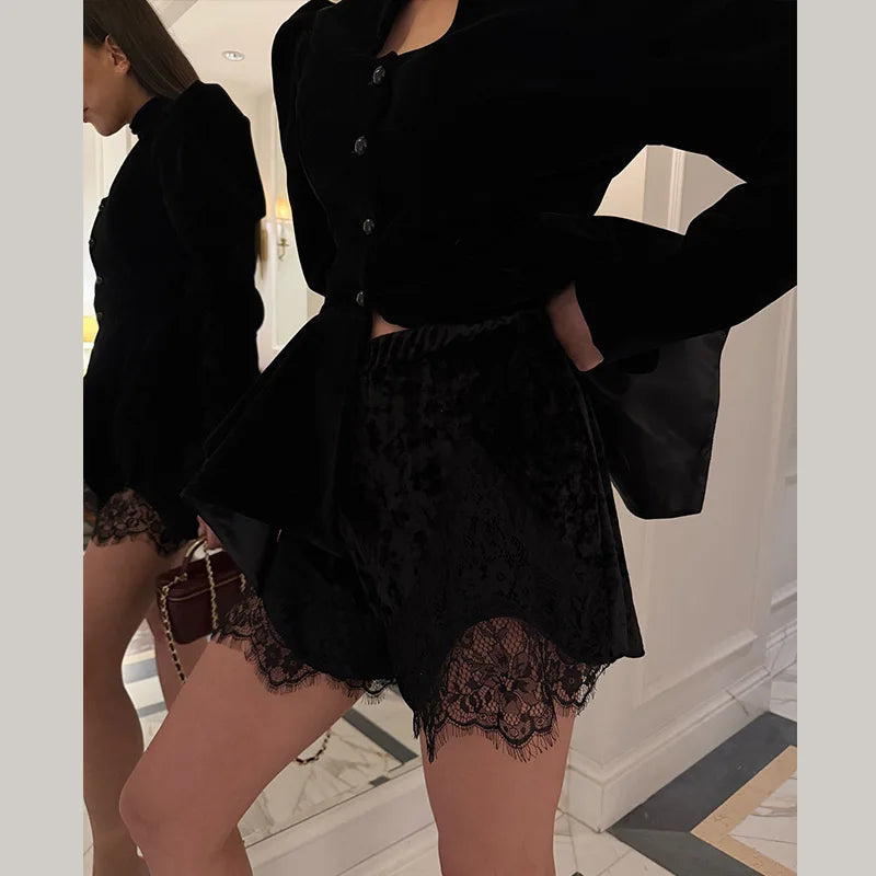 Elegant Black Women's Jacket Stand Collar Hollow Out Full Sleeve Waist-Closed Lady Coats 2026 Spring Chic Female Streetwear