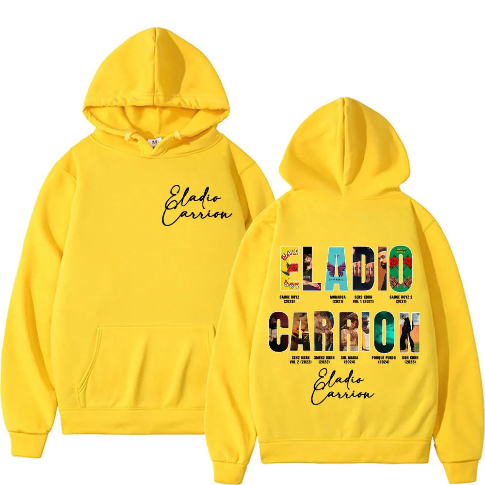 Rapper Eladio Carrion Album 2025 Cover Graphic Hoodies Men Women Vintage Hip Hop High Quality Hoodie Oversized Gothic Sweatshirt