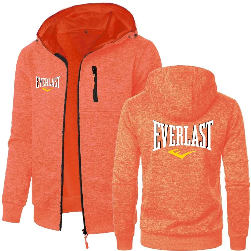 Simple Comfortable EVERLAST Sweatshirts Mens Hoodies Jacket Hooded Coat GYM Sportswear Trendy Windproof Fleece Tracksuit Outwear
