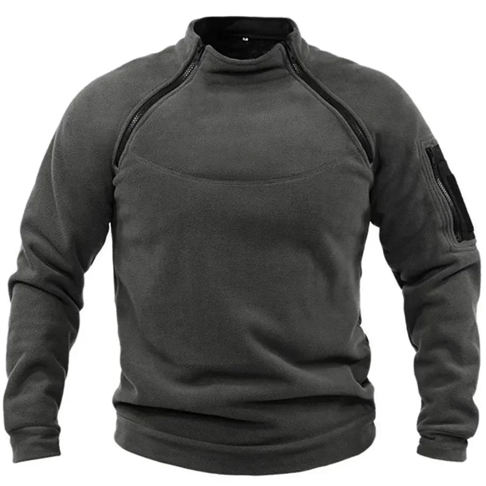 Men's Tactical Hoodies Fleece Windproof Side Zipper Jacket Sweatshirt Spring Autumn Standing Collar Casual Pullover Outdoor Tops