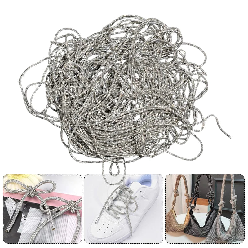 5/10/20/30 Yards Rhinestone Rope Glitter Crystal Tube Cord Trim String Diy Jewelry Bag Hoodies Trouser Replacement Drawstring