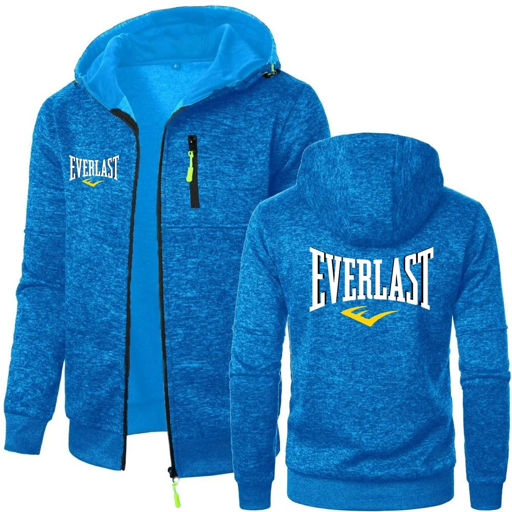 Simple Comfortable EVERLAST Sweatshirts Mens Hoodies Jacket Hooded Coat GYM Sportswear Trendy Windproof Fleece Tracksuit Outwear
