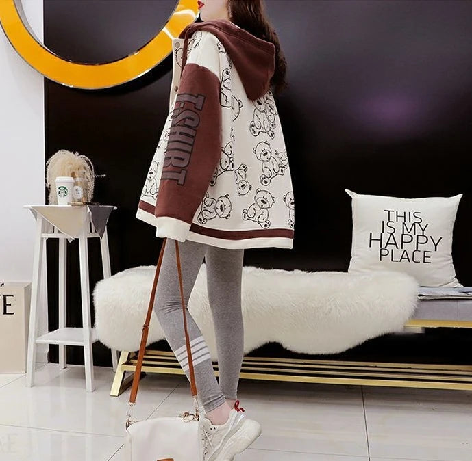 Graphic Female Hooded Top Warm Cold Youthful Clothes Long Sleeve New in Coat Thick Autumn and Winter Women's Hoodies Sweatshirt