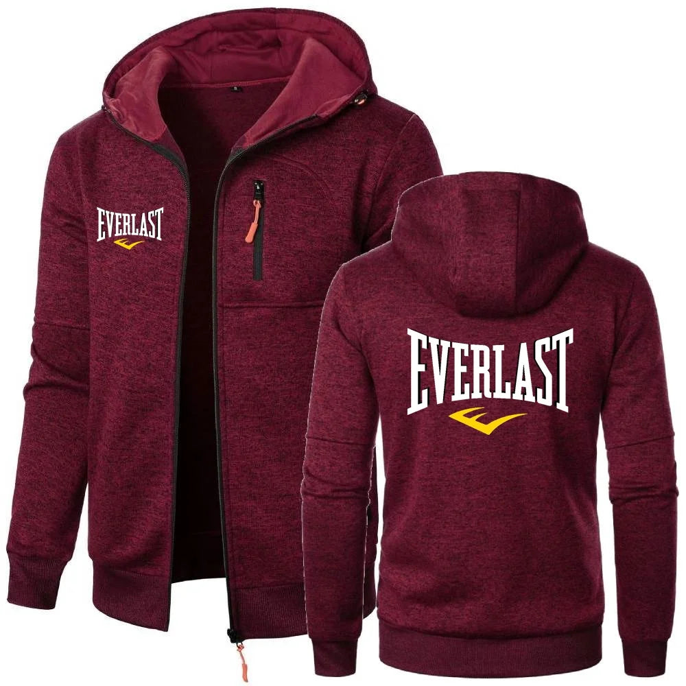 Simple Comfortable EVERLAST Sweatshirts Mens Hoodies Jacket Hooded Coat GYM Sportswear Trendy Windproof Fleece Tracksuit Outwear