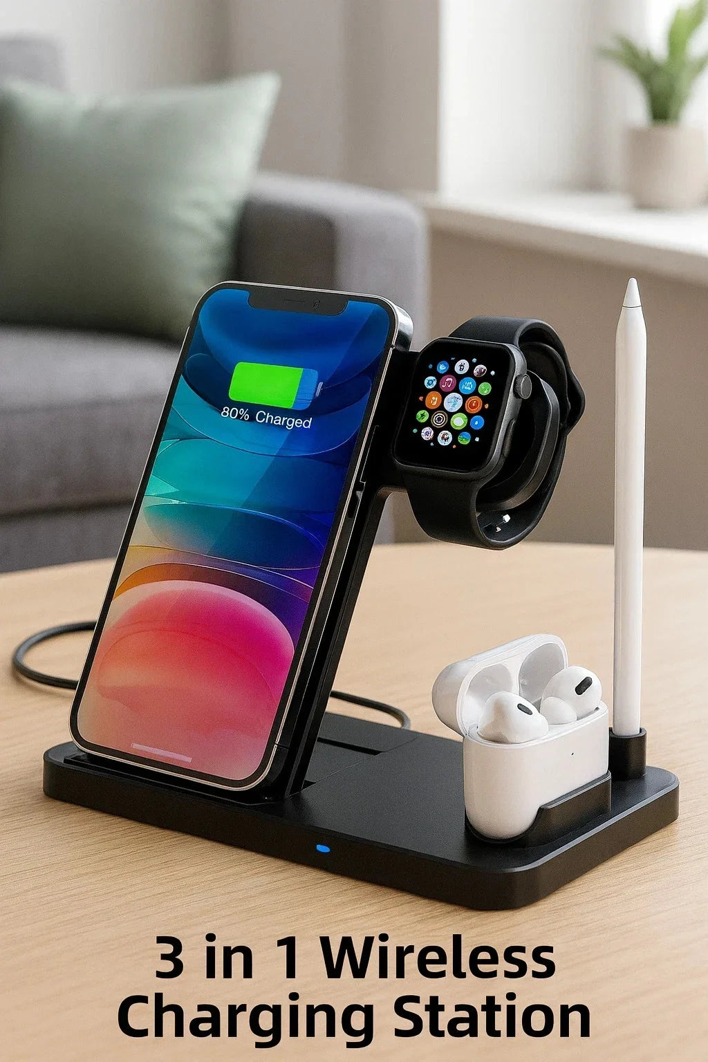 Wireless Charging Station - 4 in 1 Wireless Charger Charging Stand