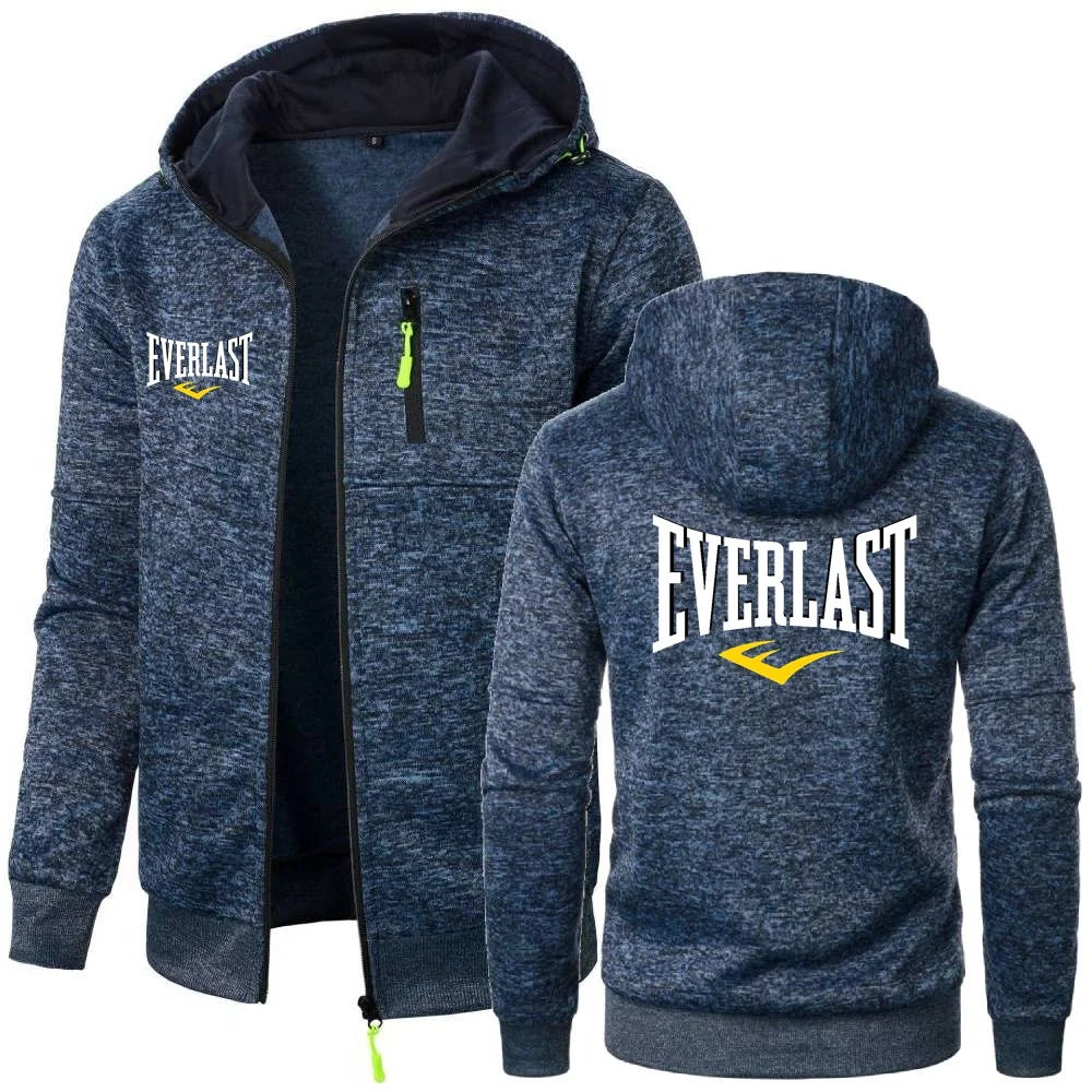 Simple Comfortable EVERLAST Sweatshirts Mens Hoodies Jacket Hooded Coat GYM Sportswear Trendy Windproof Fleece Tracksuit Outwear