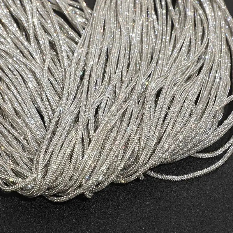 5/10/20/30 Yards Rhinestone Rope Glitter Crystal Tube Cord Trim String Diy Jewelry Bag Hoodies Trouser Replacement Drawstring