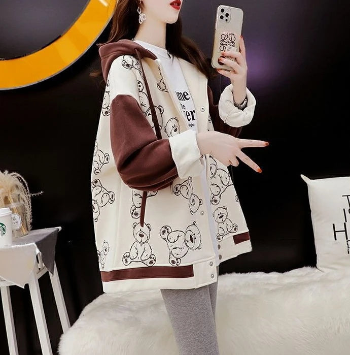 Graphic Female Hooded Top Warm Cold Youthful Clothes Long Sleeve New in Coat Thick Autumn and Winter Women's Hoodies Sweatshirt