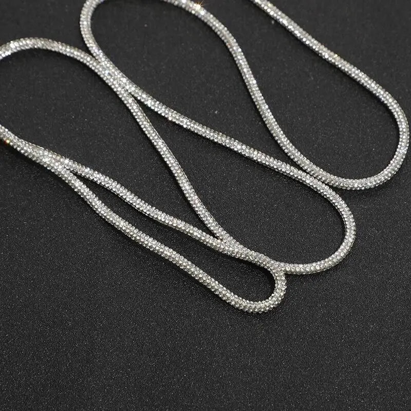 5/10/20/30 Yards Rhinestone Rope Glitter Crystal Tube Cord Trim String Diy Jewelry Bag Hoodies Trouser Replacement Drawstring