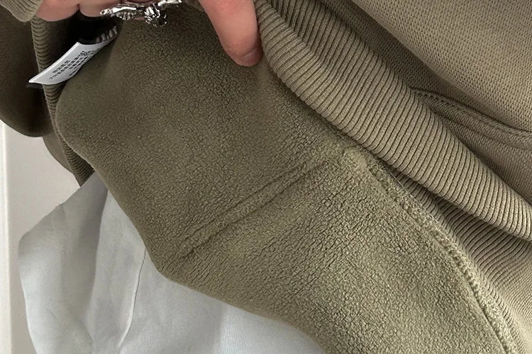 Streamgirl Fleece Hoodies Women Winter Warm Oversized Warm Sweatshirts Boyfriend Hoodies Simple Green Hooded Sweatshirt Couples