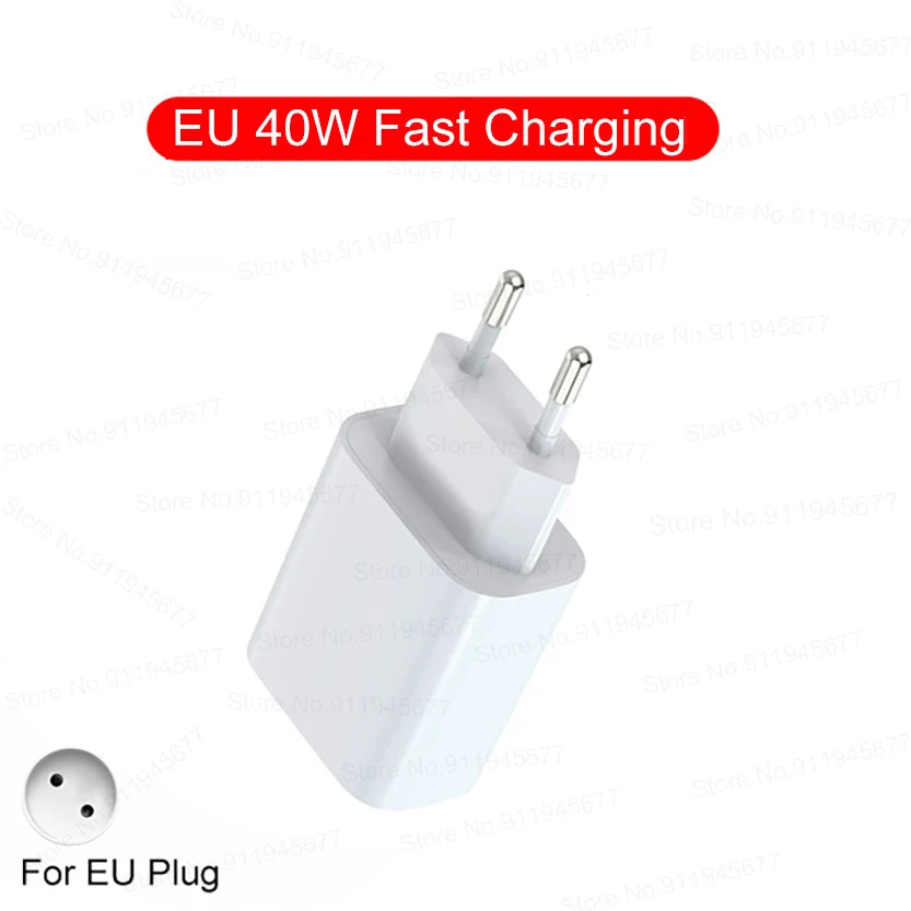 For iPhone 40W PD Phone Charger For iPhone 11 12 13 14 15 16 17 Pro Max 16 Plus 17 Air iPad Fast Charging Type C Cable Charger