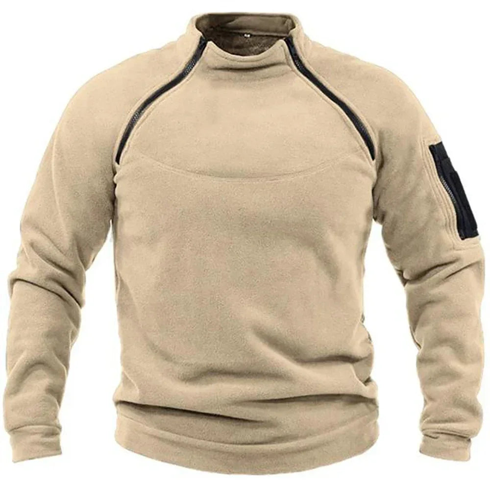 Men's Tactical Hoodies Fleece Windproof Side Zipper Jacket Sweatshirt Spring Autumn Standing Collar Casual Pullover Outdoor Tops