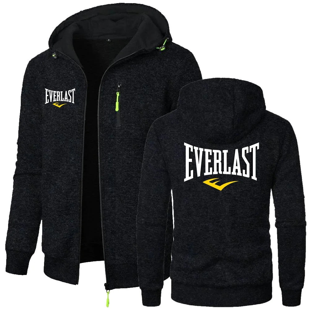 Simple Comfortable EVERLAST Sweatshirts Mens Hoodies Jacket Hooded Coat GYM Sportswear Trendy Windproof Fleece Tracksuit Outwear