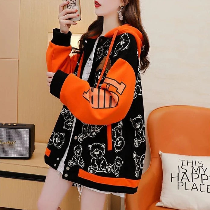 Graphic Female Hooded Top Warm Cold Youthful Clothes Long Sleeve New in Coat Thick Autumn and Winter Women's Hoodies Sweatshirt
