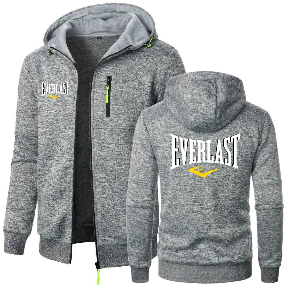 Simple Comfortable EVERLAST Sweatshirts Mens Hoodies Jacket Hooded Coat GYM Sportswear Trendy Windproof Fleece Tracksuit Outwear