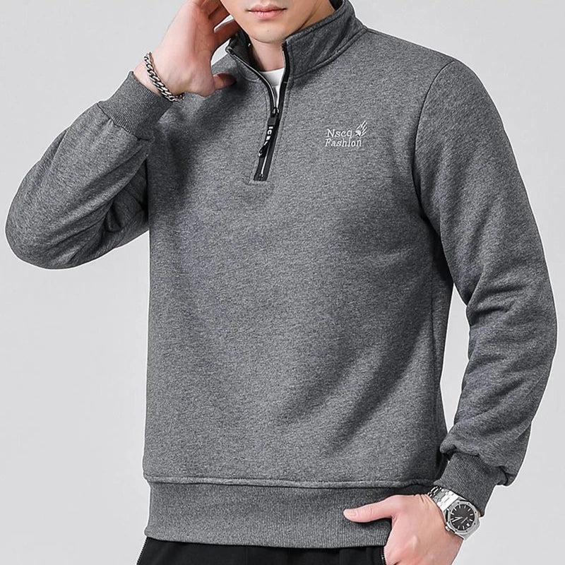Winter New Fleece Sweatshirt Men Outdoor Work Lined Warm Sweatshirt Pure Color Thicken Warm Sweatshirt Thicken Plus Hoodies Male