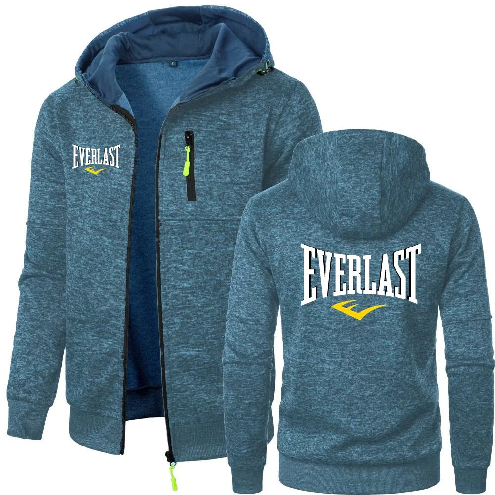 Simple Comfortable EVERLAST Sweatshirts Mens Hoodies Jacket Hooded Coat GYM Sportswear Trendy Windproof Fleece Tracksuit Outwear
