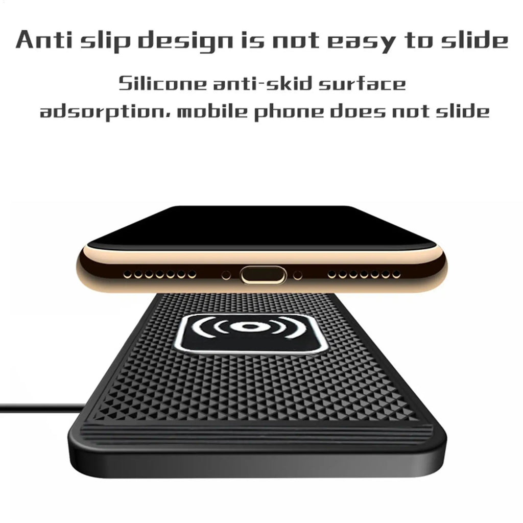 Wireless Phone Charger Wireless Car Charger Pad For Car 39 Inch Cable Automatic Sensing Non-Slip Charging Mat For Phone Vehicle