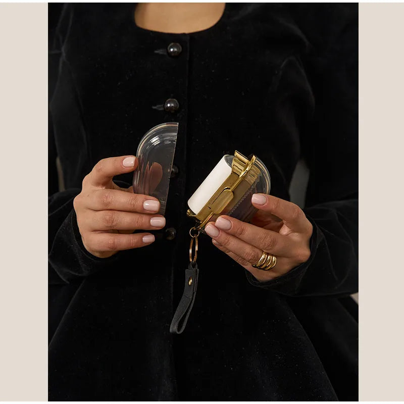 Elegant Black Women's Jacket Stand Collar Hollow Out Full Sleeve Waist-Closed Lady Coats 2026 Spring Chic Female Streetwear