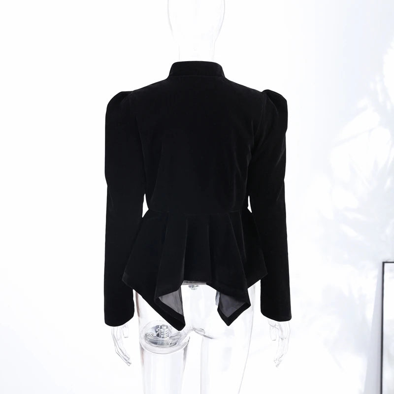 Elegant Black Women's Jacket Stand Collar Hollow Out Full Sleeve Waist-Closed Lady Coats 2026 Spring Chic Female Streetwear