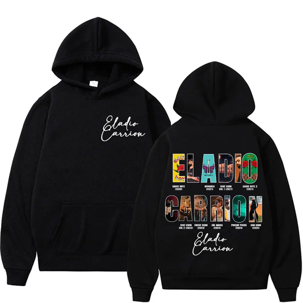 Rapper Eladio Carrion Album 2025 Cover Graphic Hoodies Men Women Vintage Hip Hop High Quality Hoodie Oversized Gothic Sweatshirt