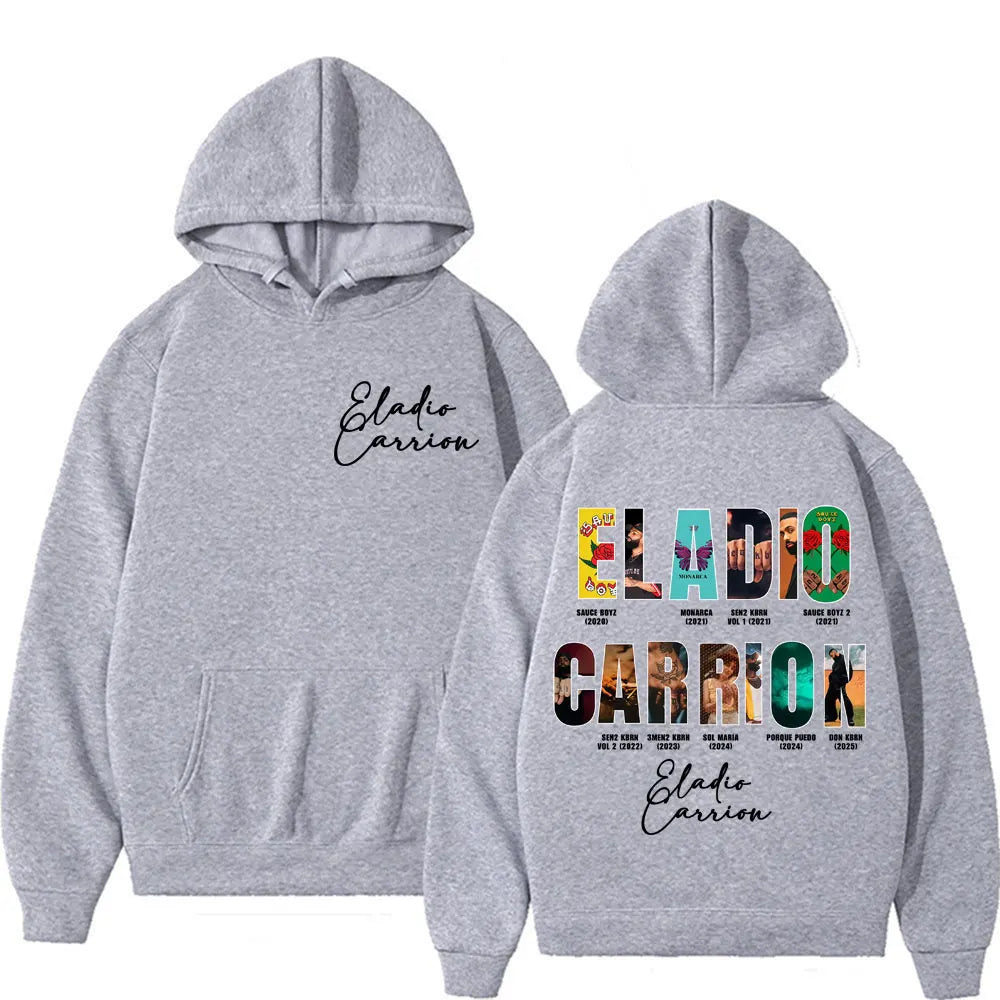 Rapper Eladio Carrion Album 2025 Cover Graphic Hoodies Men Women Vintage Hip Hop High Quality Hoodie Oversized Gothic Sweatshirt