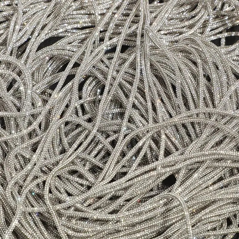 5/10/20/30 Yards Rhinestone Rope Glitter Crystal Tube Cord Trim String Diy Jewelry Bag Hoodies Trouser Replacement Drawstring
