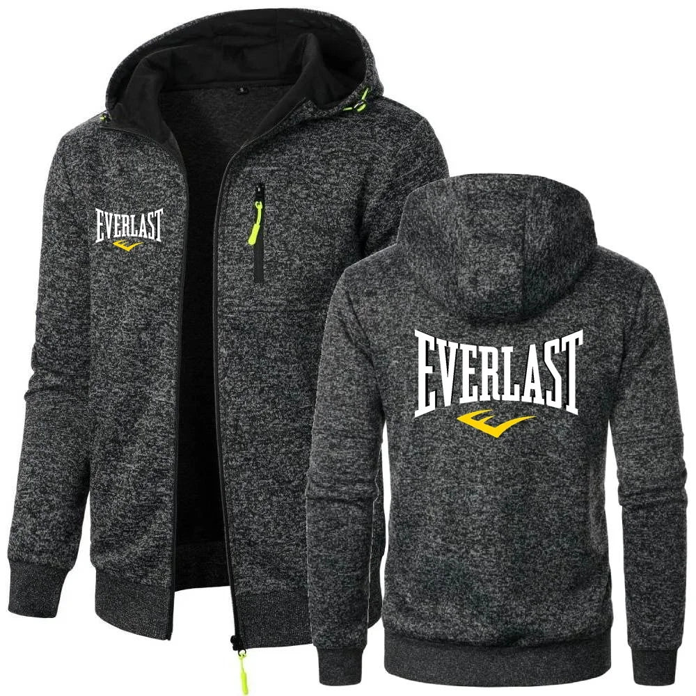 Simple Comfortable EVERLAST Sweatshirts Mens Hoodies Jacket Hooded Coat GYM Sportswear Trendy Windproof Fleece Tracksuit Outwear