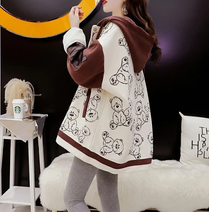 Graphic Female Hooded Top Warm Cold Youthful Clothes Long Sleeve New in Coat Thick Autumn and Winter Women's Hoodies Sweatshirt