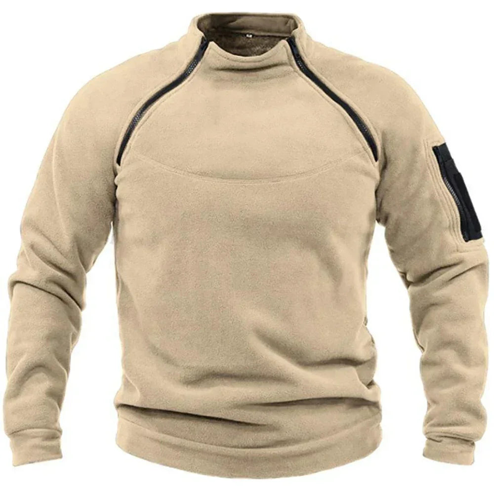 Men's Tactical Hoodies Fleece Windproof Side Zipper Jacket Sweatshirt Spring Autumn Standing Collar Casual Pullover Outdoor Tops