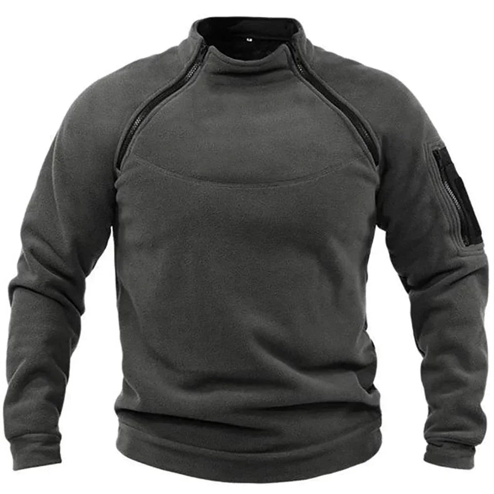 Men's Tactical Hoodies Fleece Windproof Side Zipper Jacket Sweatshirt Spring Autumn Standing Collar Casual Pullover Outdoor Tops