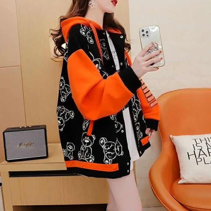 Graphic Female Hooded Top Warm Cold Youthful Clothes Long Sleeve New in Coat Thick Autumn and Winter Women's Hoodies Sweatshirt