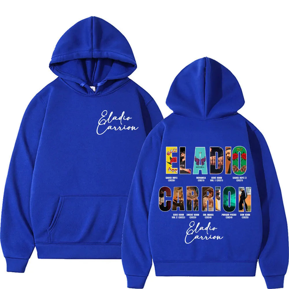 Rapper Eladio Carrion Album 2025 Cover Graphic Hoodies Men Women Vintage Hip Hop High Quality Hoodie Oversized Gothic Sweatshirt
