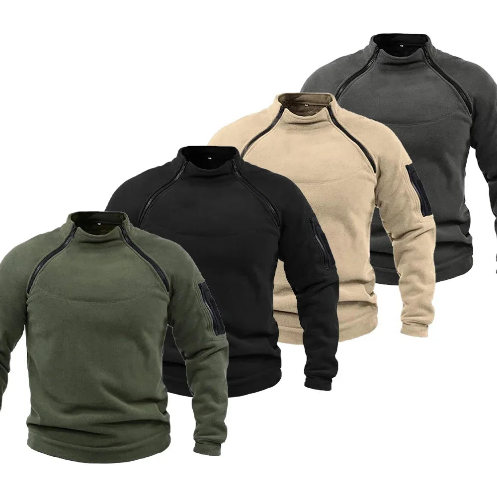 Men's Tactical Hoodies Fleece Windproof Side Zipper Jacket Sweatshirt Spring Autumn Standing Collar Casual Pullover Outdoor Tops