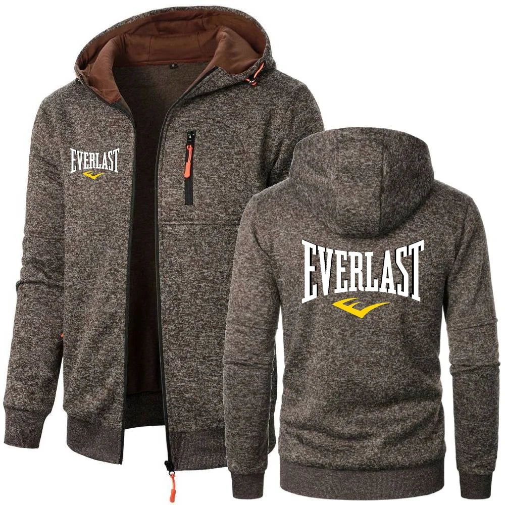 Simple Comfortable EVERLAST Sweatshirts Mens Hoodies Jacket Hooded Coat GYM Sportswear Trendy Windproof Fleece Tracksuit Outwear