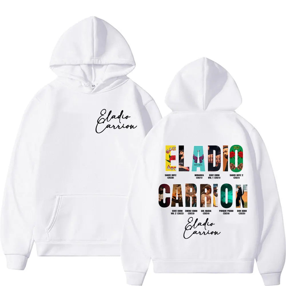 Rapper Eladio Carrion Album 2025 Cover Graphic Hoodies Men Women Vintage Hip Hop High Quality Hoodie Oversized Gothic Sweatshirt