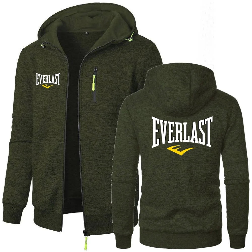 Simple Comfortable EVERLAST Sweatshirts Mens Hoodies Jacket Hooded Coat GYM Sportswear Trendy Windproof Fleece Tracksuit Outwear