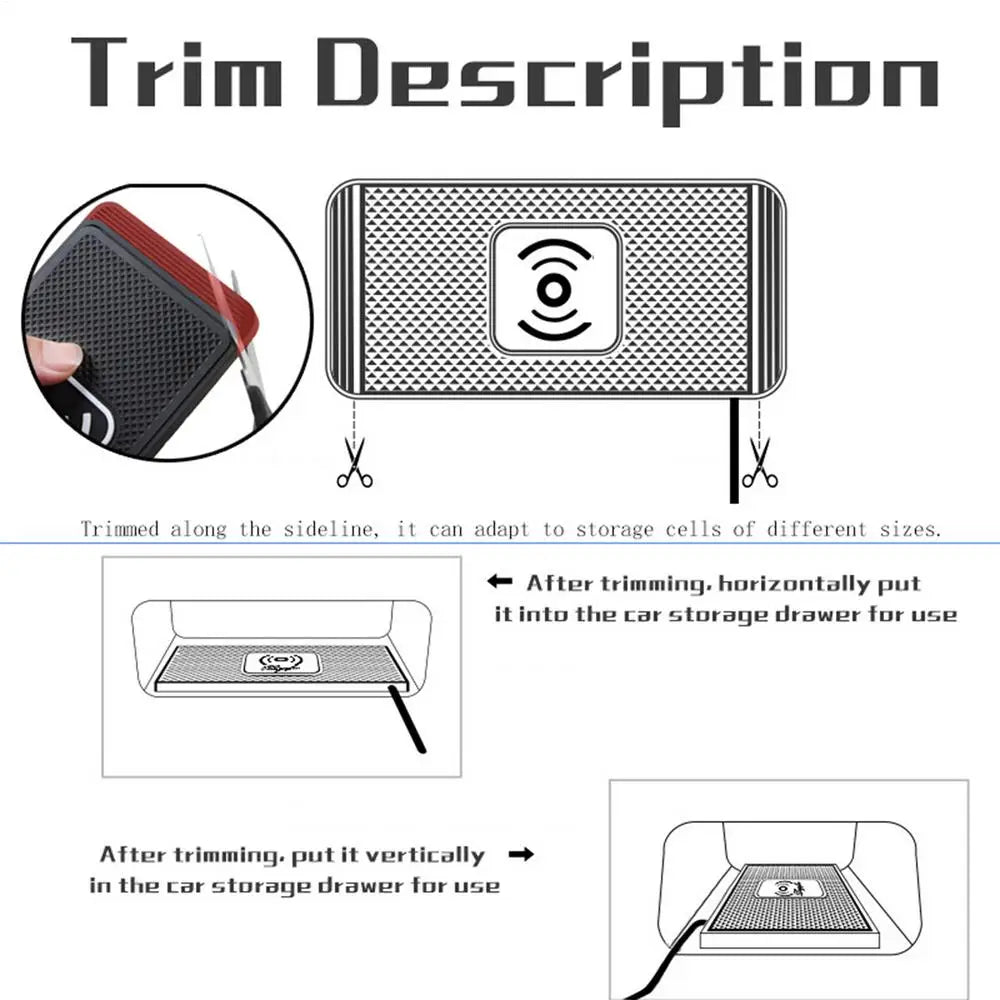 Wireless Phone Charger Wireless Car Charger Pad For Car 39 Inch Cable Automatic Sensing Non-Slip Charging Mat For Phone Vehicle