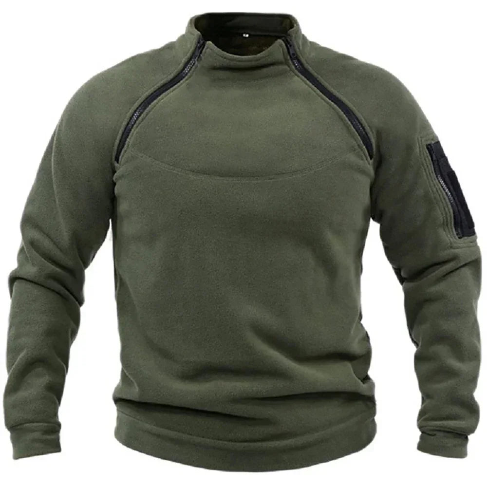 Men's Tactical Hoodies Fleece Windproof Side Zipper Jacket Sweatshirt Spring Autumn Standing Collar Casual Pullover Outdoor Tops