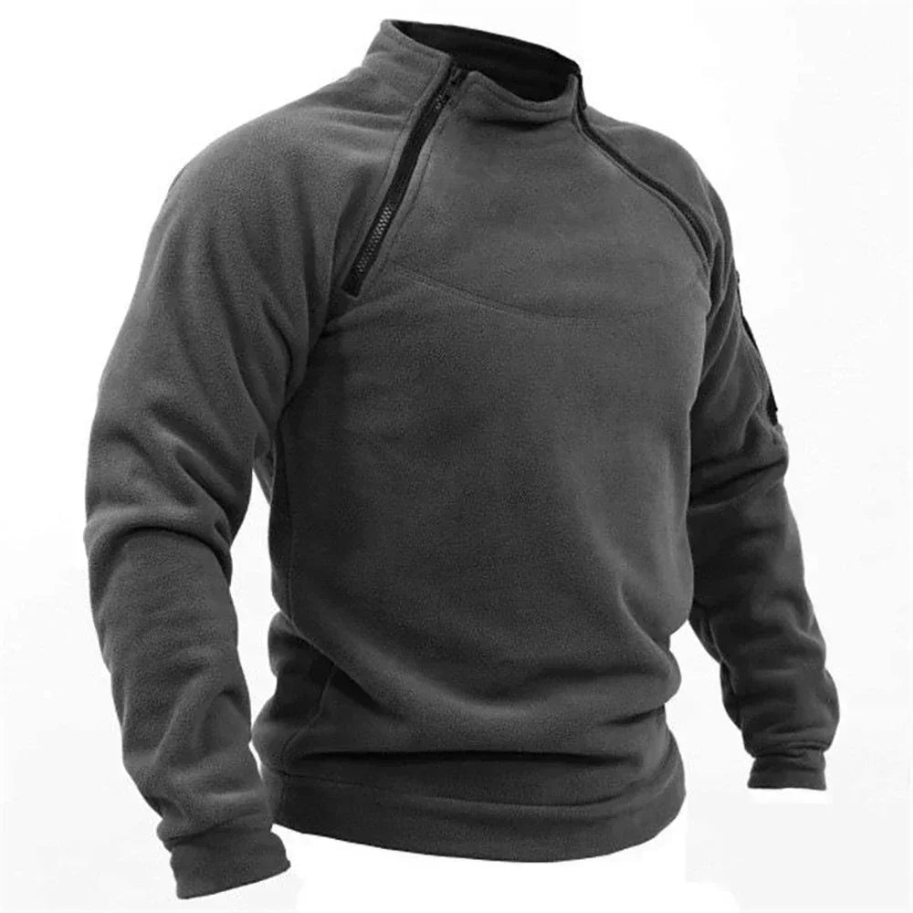 Men's Tactical Hoodies Fleece Windproof Side Zipper Jacket Sweatshirt Spring Autumn Standing Collar Casual Pullover Outdoor Tops